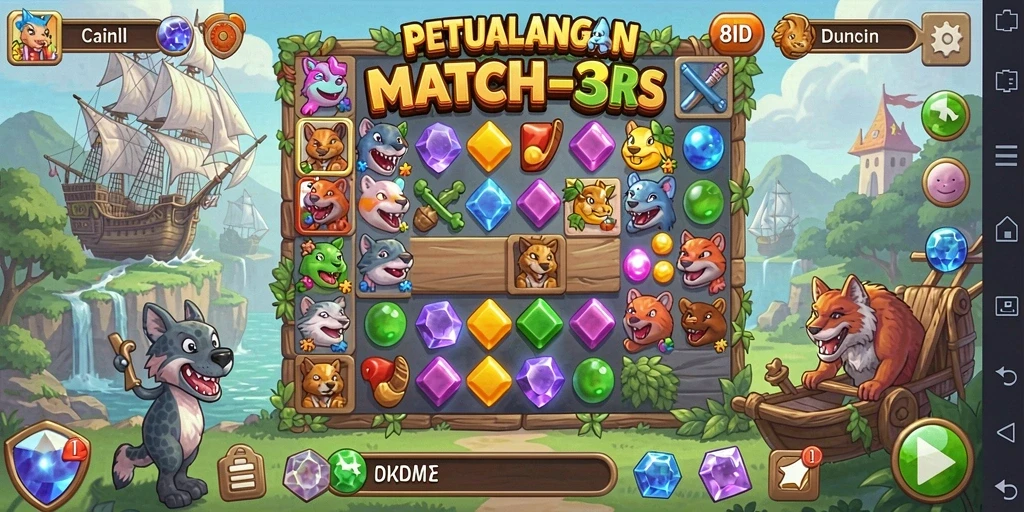 Screenshot dari gameplay seru 8ID yang penuh warna.