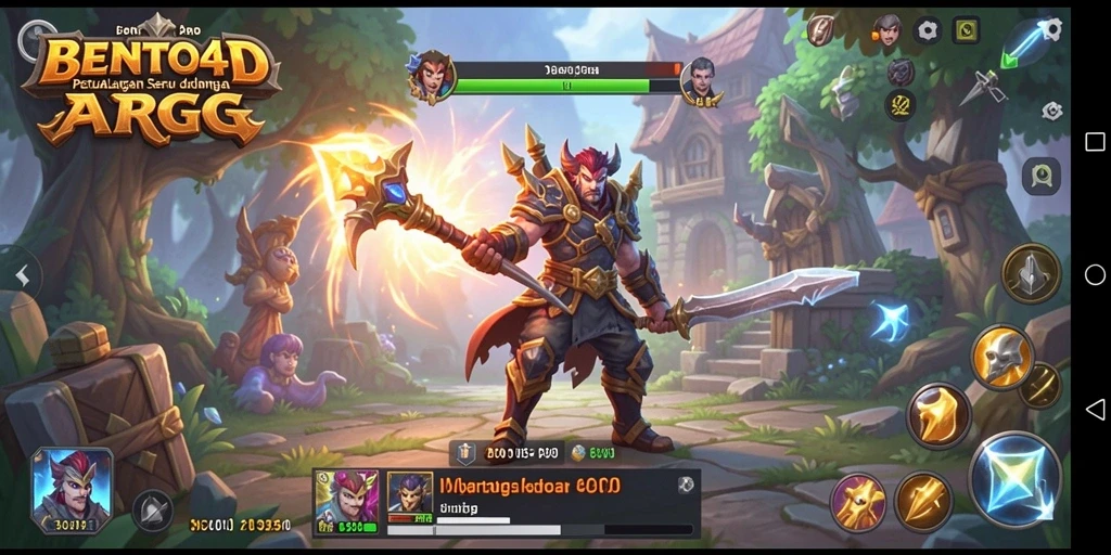 Tangkapan layar gameplay BENTO4D yang menampilkan aksi pertempuran yang seru.