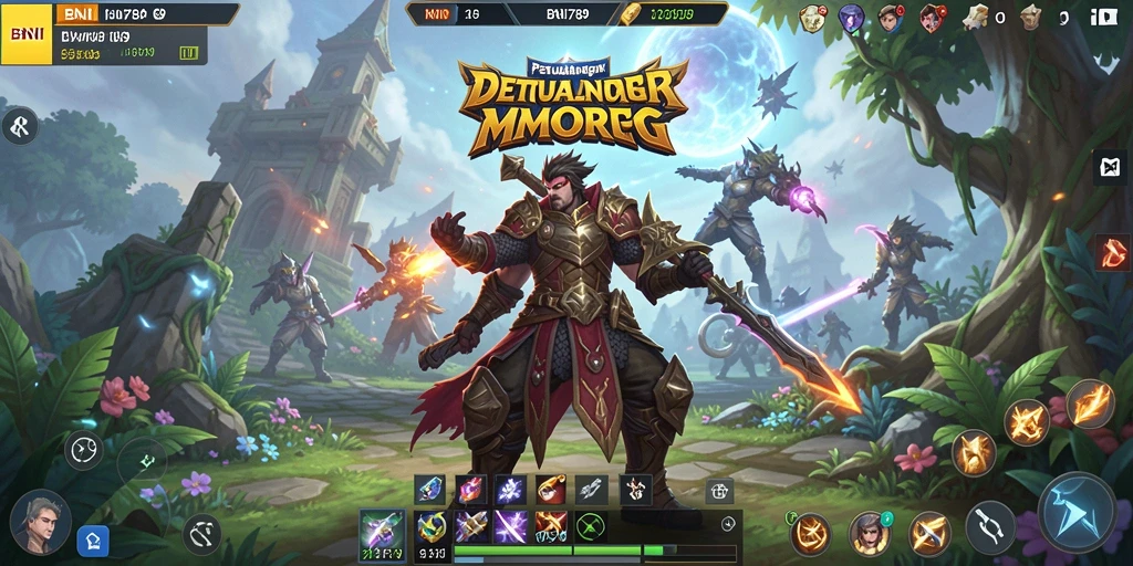 Tampilan gameplay epik dalam dunia MMORPG BNI789 yang fantastis.