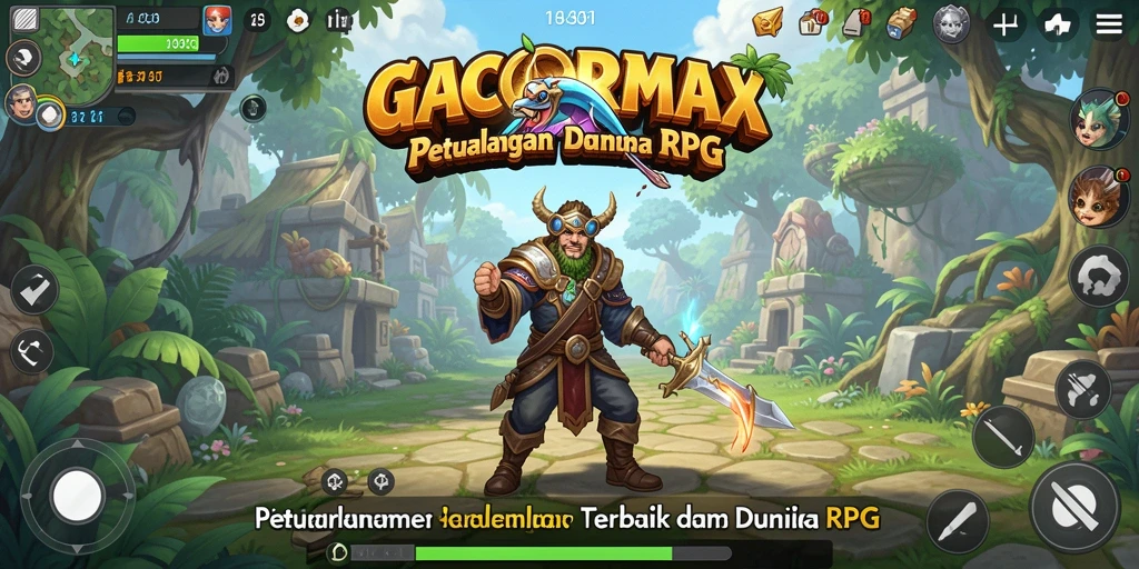 Screenshot gameplay RPG GACORMAX yang menampilkan pertarungan epik.