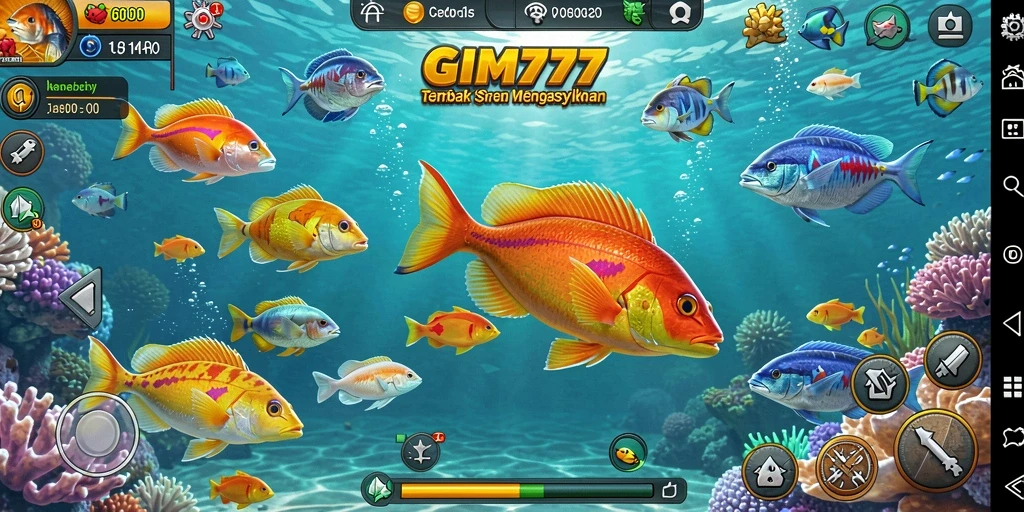 Tampilan gameplay GIM777 yang penuh aksi saat berburu ikan.
