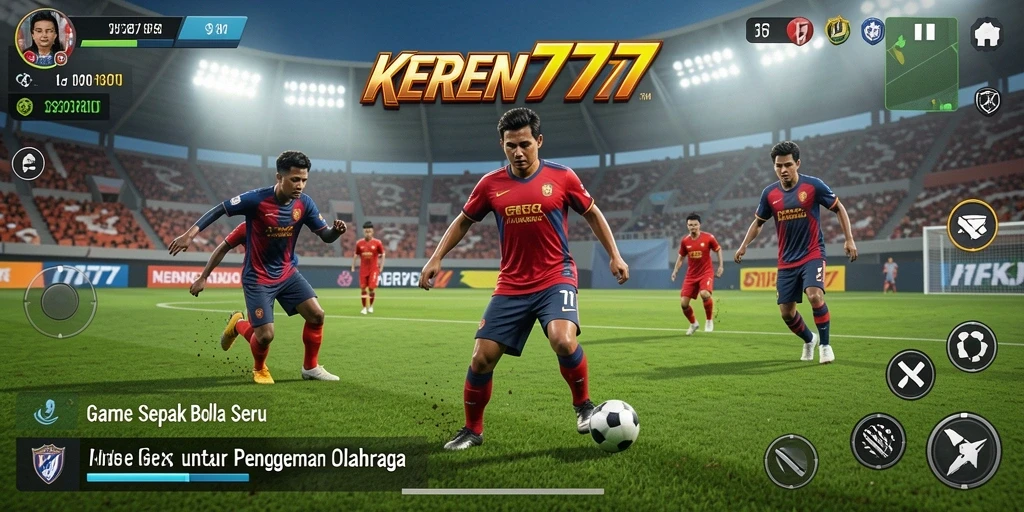Tampilan menarik dari gameplay sepak bola KEREN777 yang seru.