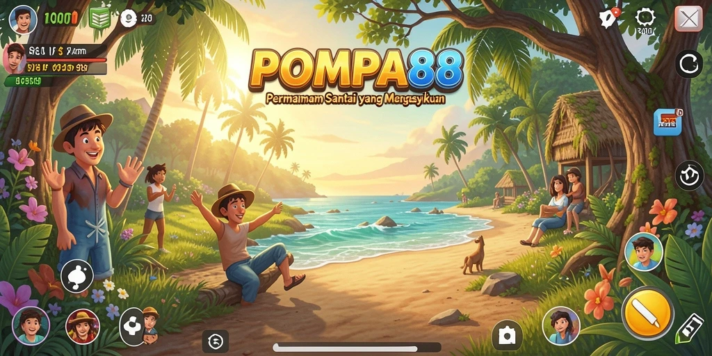 Tampilan gameplay POMPA88 yang ceria dan menawan.