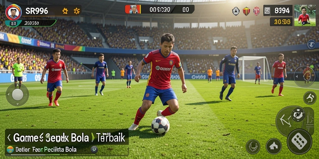 Tampilan gameplay SR996 yang seru dengan aksi sepak bola nyata.