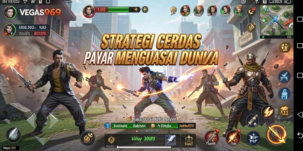 Screenshot gameplay VEGAS969 menampilkan aksi strategi seru di medan perang.